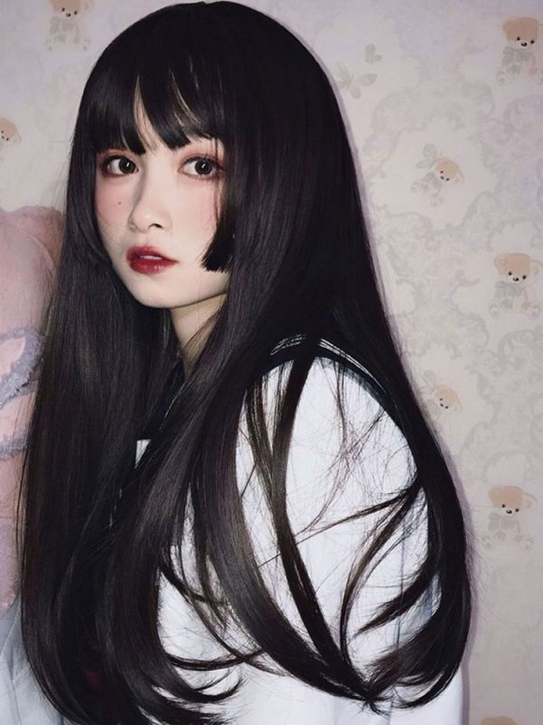 フルウィッグ ロング ストレート 姫カット 黒 医療用 かつら フルウィッグ ロング ストレート 姫カット 黒 医療用 かつら
