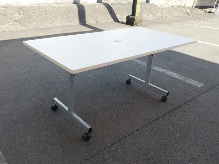 ( used ) folding conference table with casters mi-ting table folding table tabletop white width 1500mm F-FA-689-0307A