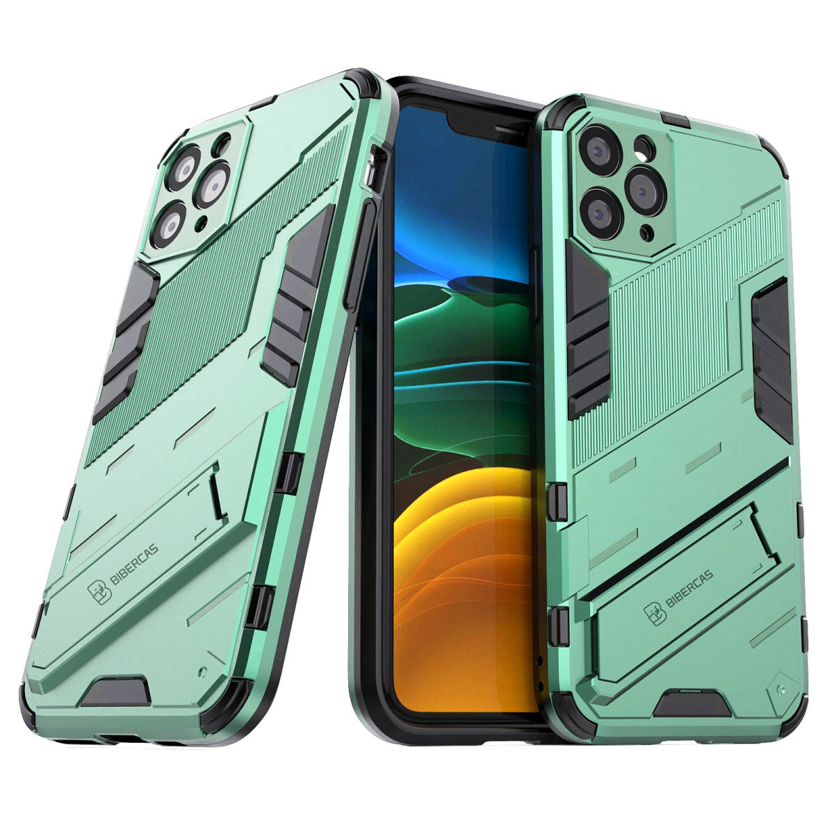 B在庫処分 緑 iPhone 11 Pro Max ケース 本体 カバー 画面 保護 守る アイフォン 米軍 耐衝撃 頑丈 スタンド ホルダー 最強 Apple アップル_画像1