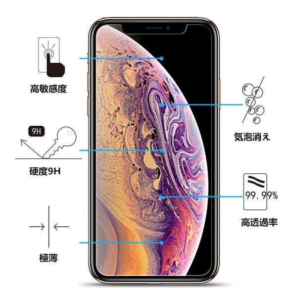 2枚入り iPhone XR ガラス フィルム アイフォン 液晶 画面 保護 守る シール シート カバー スクリーン Glass Film 9H Apple アップル 衝撃_画像4