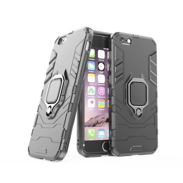 T stock disposal black iPhone 6 iPhone 6s finger ring attaching case impact absorption cover iPhone sikses body protection robust . Impact-proof stand function 