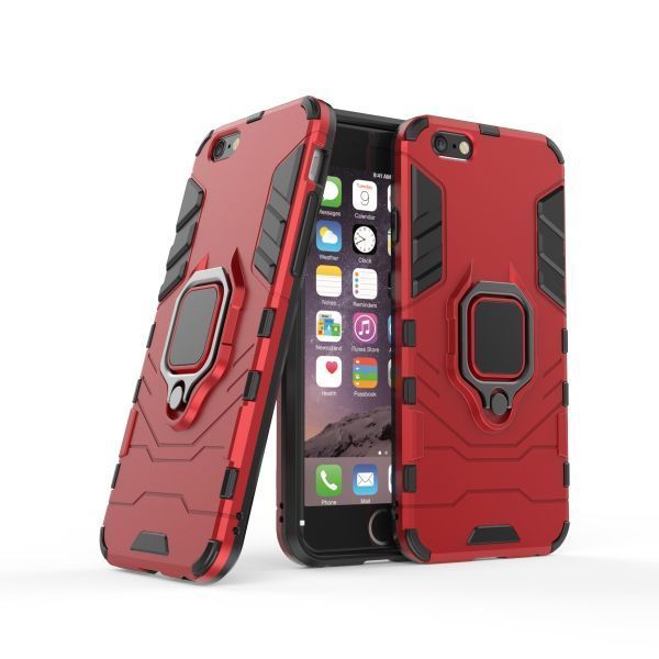 T在庫処分 赤 iPhone 6 iPhone 6s 指リング付き ケース 衝撃吸収 カバー アイフォーン シクス エス 本体 保護 丈夫な耐衝撃 スタンド機能の画像1