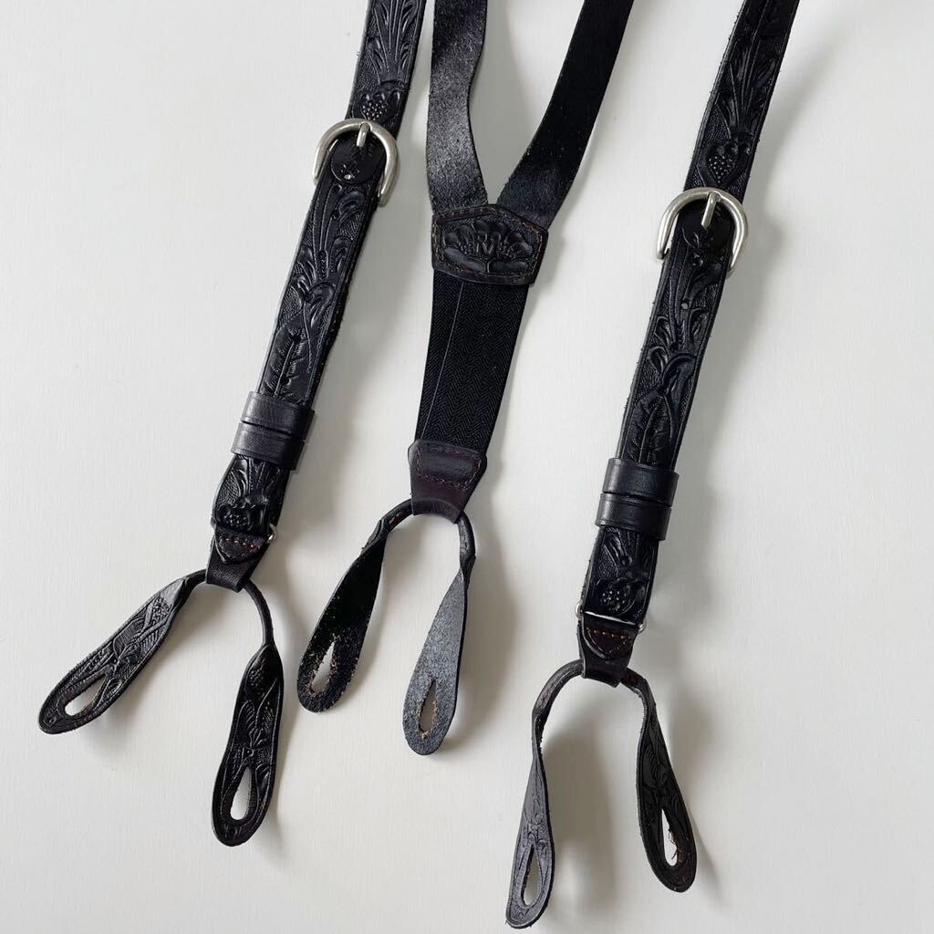 傑作】RRL “Tooled Leather Suspender” レザー ウエスタン 傑作】RRL “Tooled Leather Suspender” レザー ウエスタン