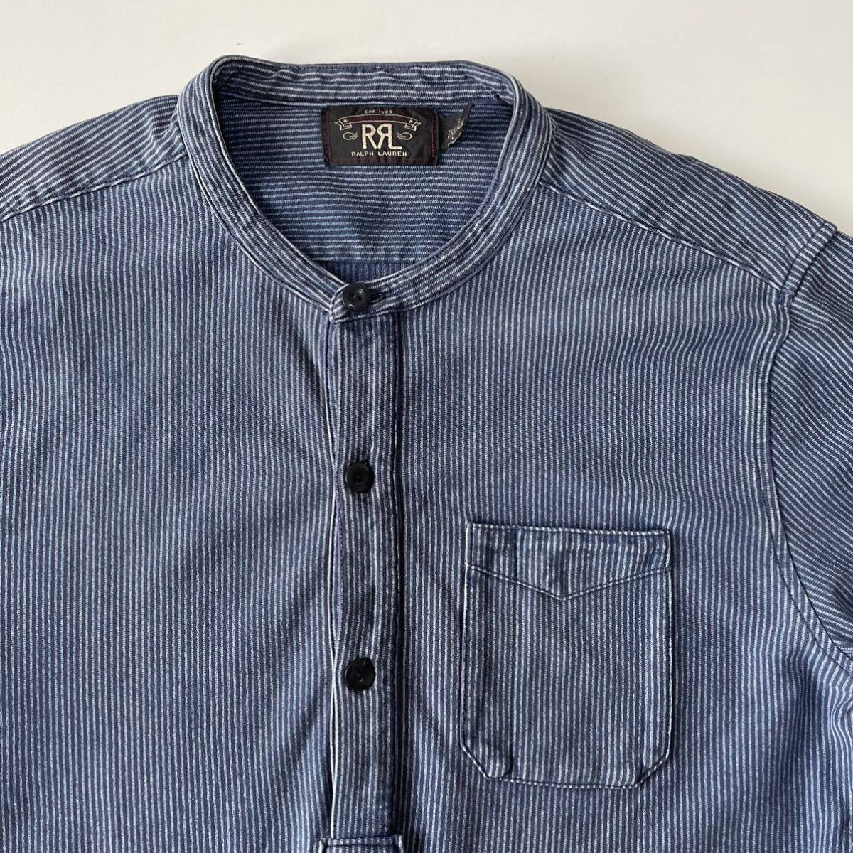 RRL “Indigo Striped Pullover” S インディゴ ヘンリーネック RRL “Indigo Striped Pullover” S インディゴ ヘンリーネック