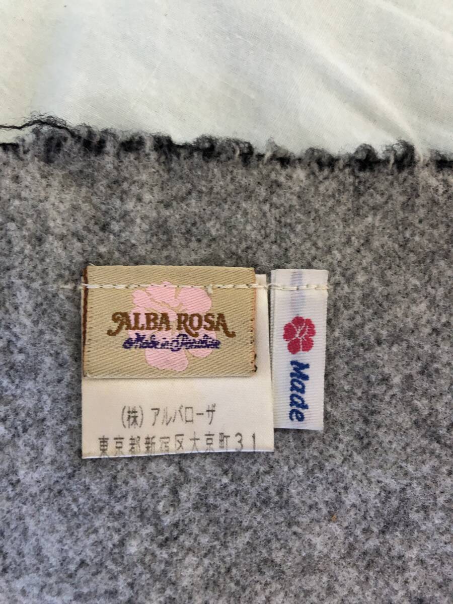  не использовался Alba Rosa ALBA ROSA бахрома имеется шерсть покрывало гибискус & Logo черный x серый сделано в Японии 