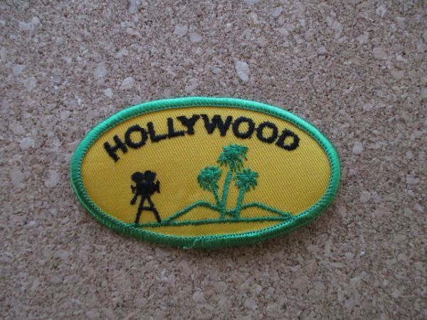 80s ハリウッド HOLLYWOOD ワッペン/映画vintageカリフォルニア砂漠ヤシの木MOVIEロサンゼルスMOVIEビデオカメラPATCH動画ビンテージ D22_画像1