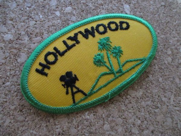 80s ハリウッド HOLLYWOOD ワッペン/映画vintageカリフォルニア砂漠ヤシの木MOVIEロサンゼルスMOVIEビデオカメラPATCH動画ビンテージ D22_画像2