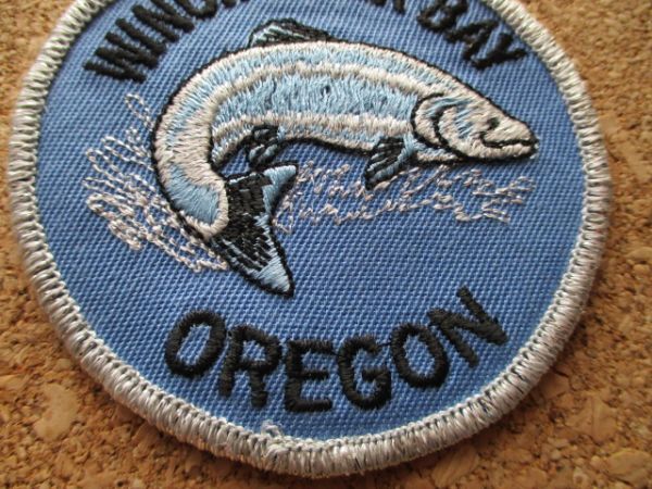 80s ウィンチェスター ベイWINCHESTER BAYオレゴンOREGONワッペン/salmon魚フィッシング釣りビンテージPATCHサーモンVintageスーベニア D20の画像4
