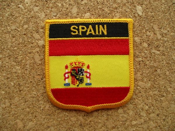 スペイン『SPAIN』刺繍ワッペン/バックパッカー紋章パッチ国旗エンブレム旅行スーベニア観光アップリケ欧州サッカーEUヨーロッパ D21_画像1