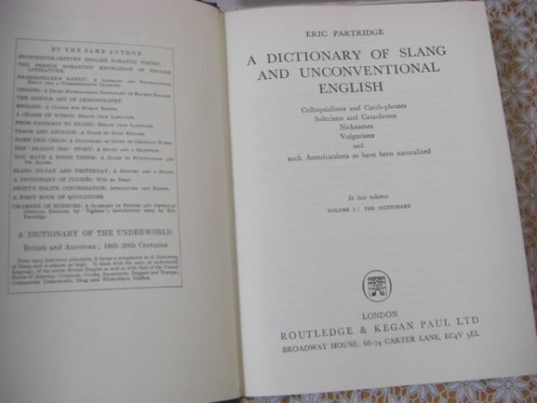 辞書洋書 4冊 A Dictionary of Slang、Pronouncing Dictionary of Proper Names、American College Dictionary 他 C9の画像3