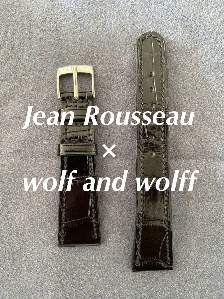 ジャンルソー wolf and wolff ブラック クロコダイル アリゲーター 時計 ベルト レザー Jean Rousseau 腕時計 ウォッチ ベルト Atelier103_画像1