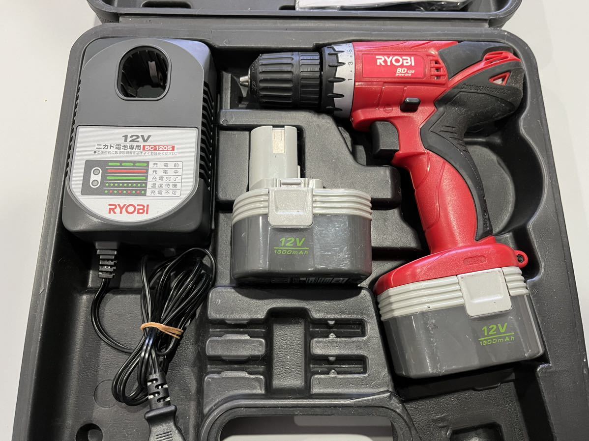 RYOBI リョービ 電動・充電式ドライバドリル BD-122 12V ×2個 充電器 取扱説明書付セット_画像2