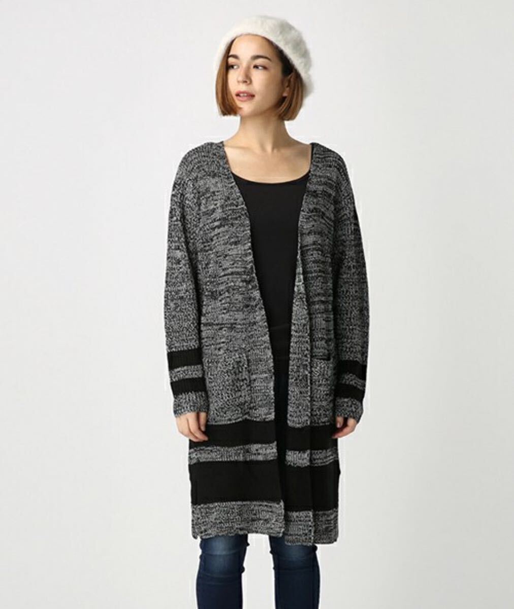 AZUL BY MOUSSY azur medium height knitted cardigan gray × black 