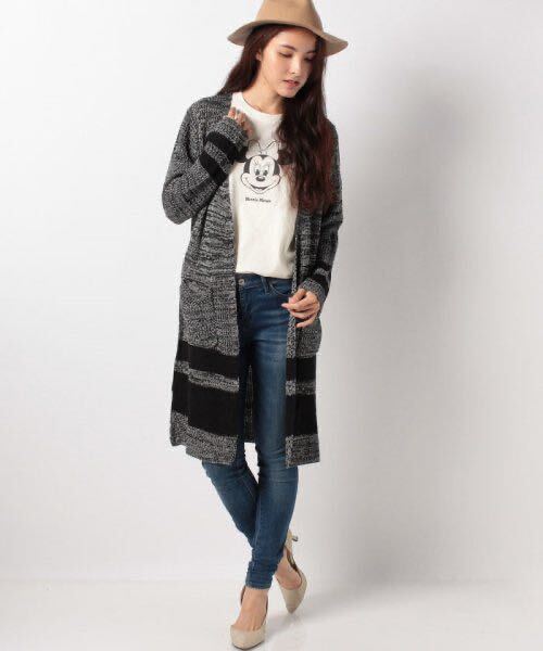 AZUL BY MOUSSY azur medium height knitted cardigan gray × black 