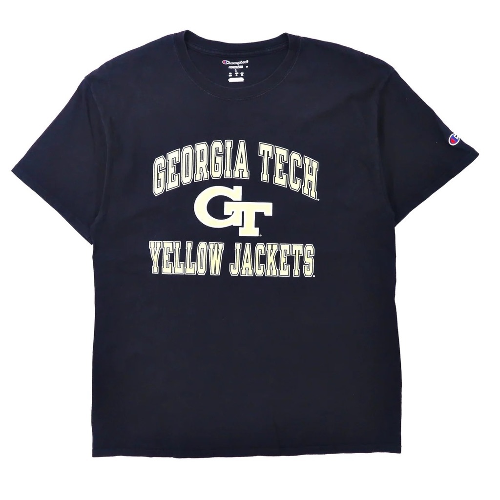 CHAMPION カレッジプリントTシャツ XL ネイビー コットン GEORGIA TECH ニカラグア製_画像1