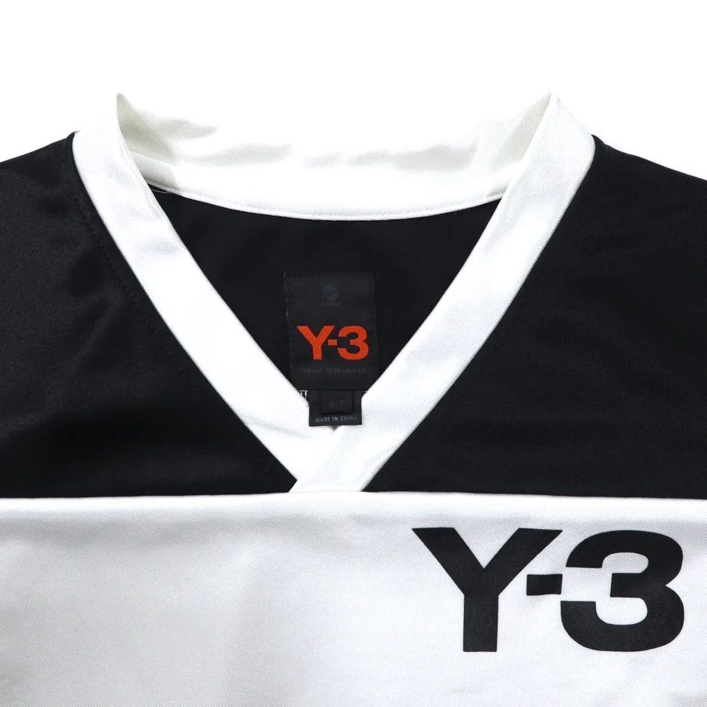 Y-3 ゲームシャツ VネックTシャツ S ホワイト ポリエステル ロゴプリント_画像4