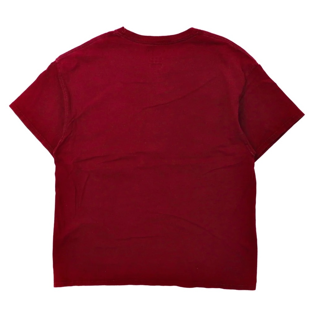 CHAMPION ビッグサイズTシャツ 2XL ボルドー コットン ワンポイントロゴ刺繍_画像3