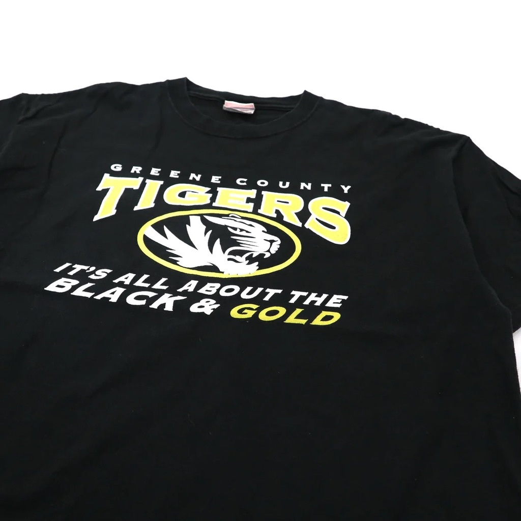 CHAMPION ビッグサイズ フットボールプリントTシャツ XL ブラック コットン GREENE COUNTY TIGERS メキシコ製_画像5