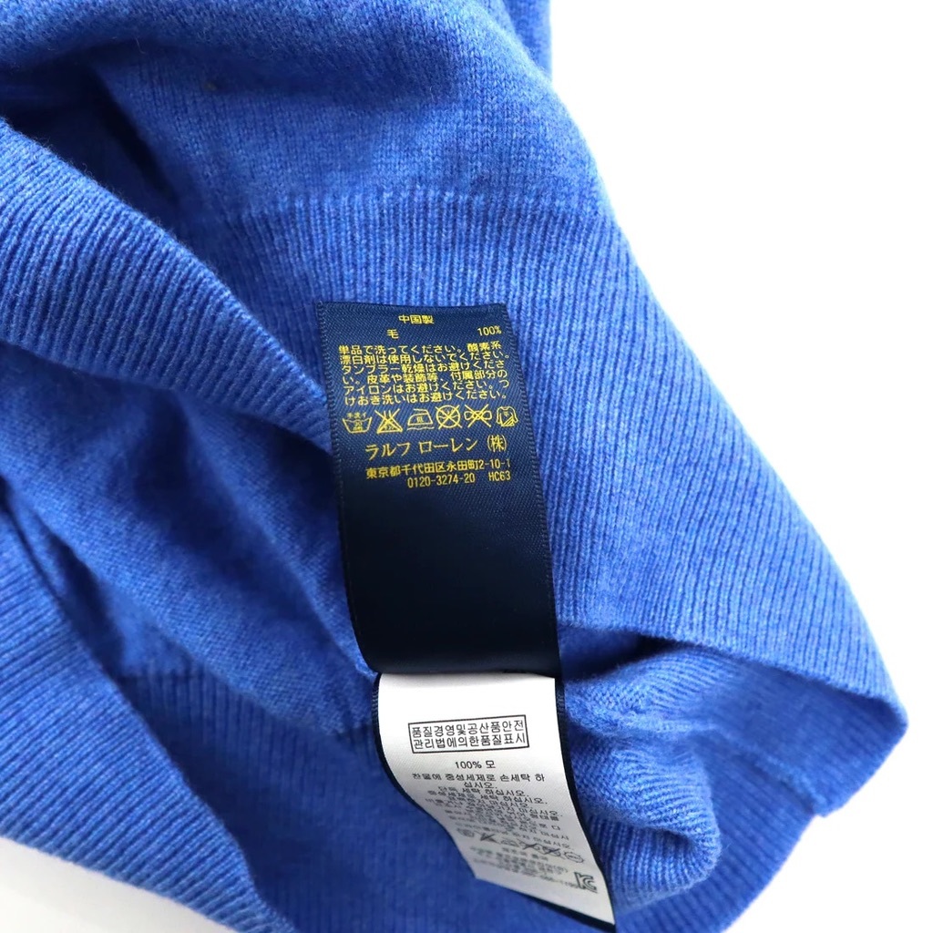 POLO RALPH LAUREN ハーフジップニット セーター 170 ブルー メリノウール スモールポニー刺繍_画像6