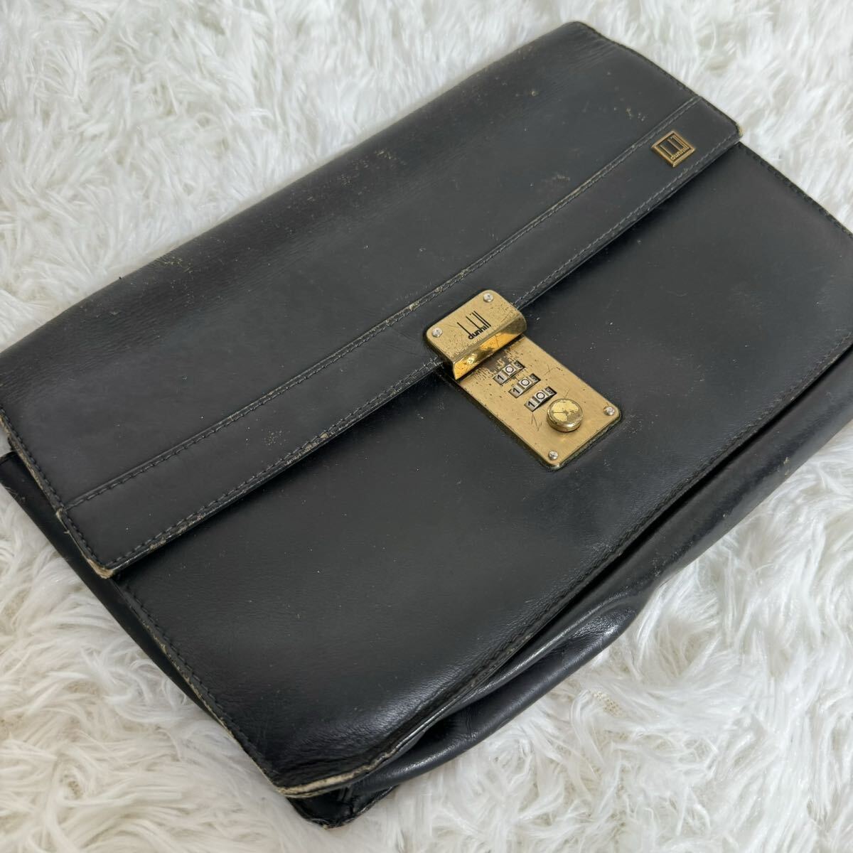 1 jpy ~dunhill Dunhill second bag original leather clutch bag dial lock type 
