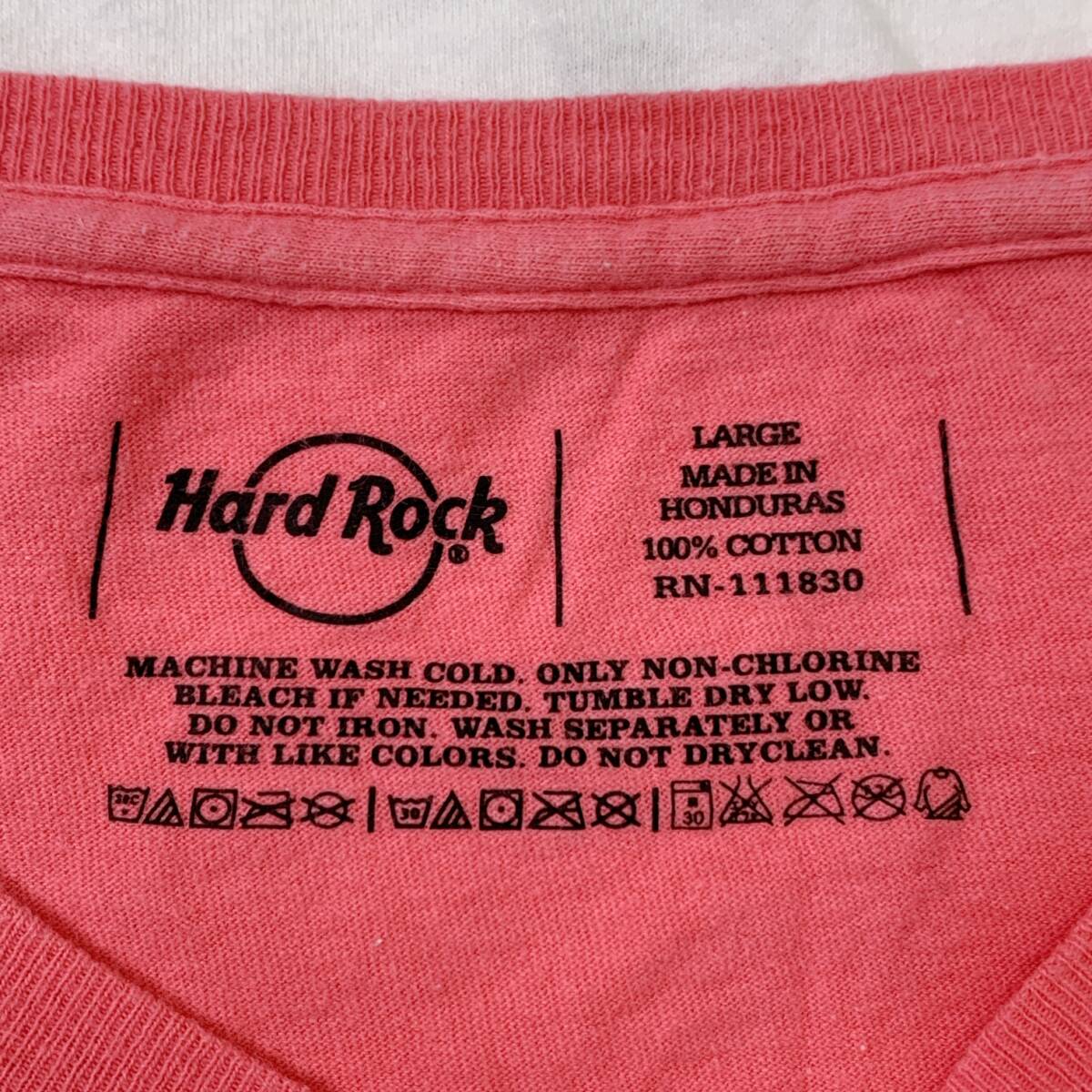 S2807 Hard Rock ユニセックス Tシャツ 半袖 かわいい L 白 ビッグロゴ 万能 人気 シンプルデイリーカジュアル ピンク_画像10
