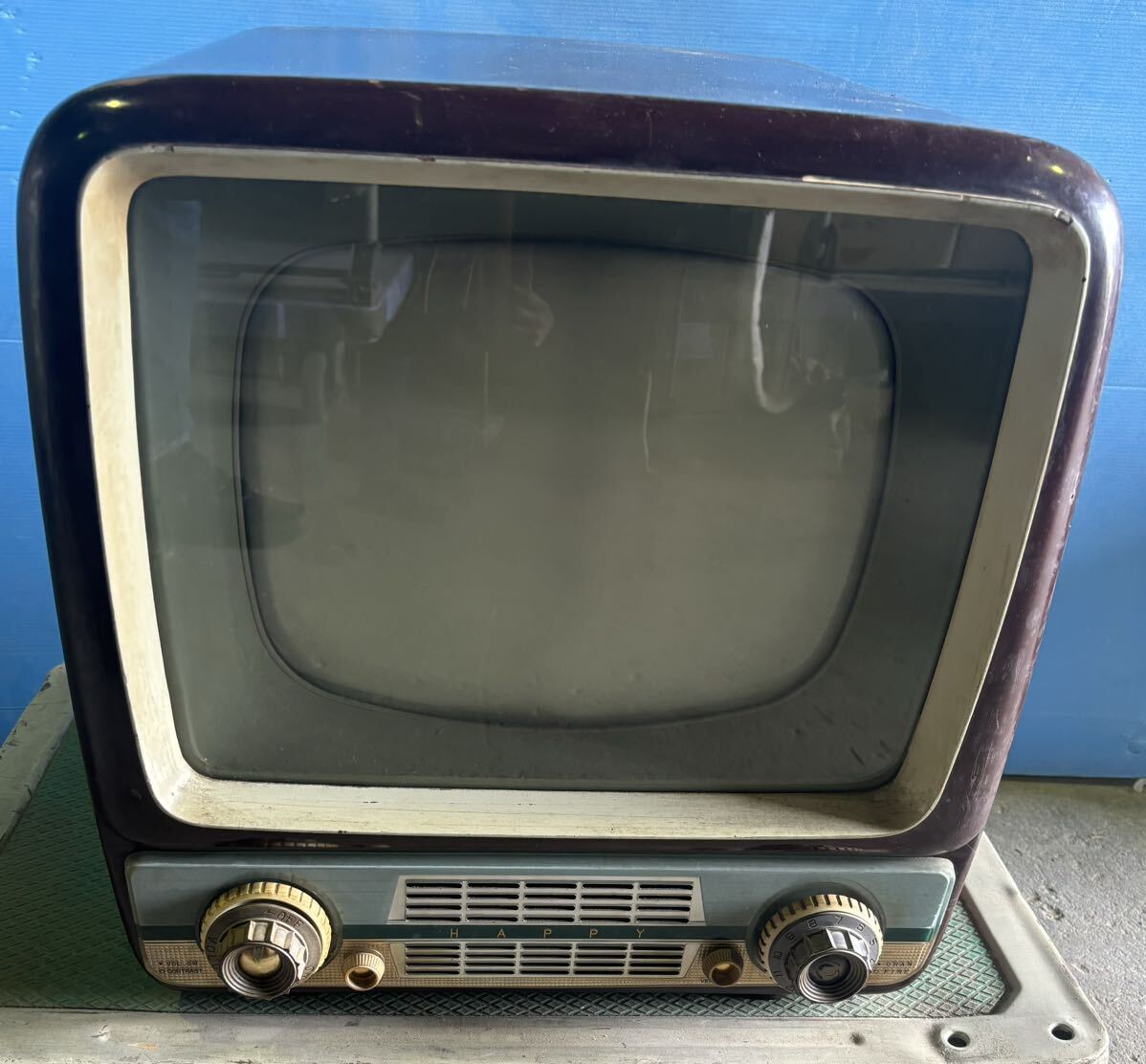 * cheap start! postage included! junk retro Brown tube tv HAPPY Showa Retro antique electrification only happy *