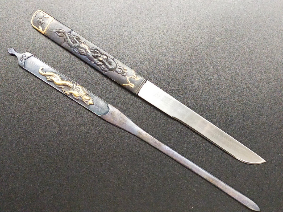 小柄　笄　龍の図　銅地　絵金銀　日本刀装具　刀剣美術　新作新品_画像4
