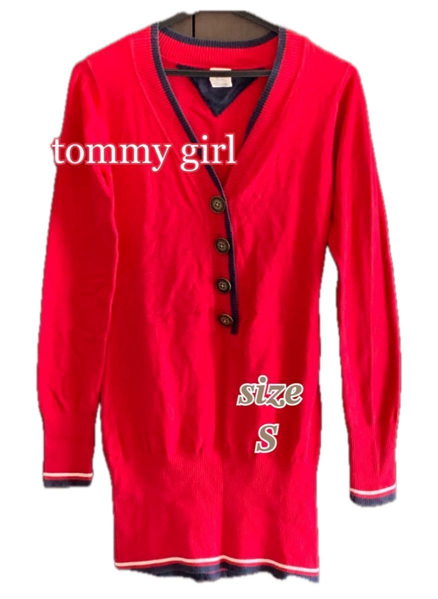 【TOMMY★GIRL】 ニットカーディガン レッド              サイズ《S》