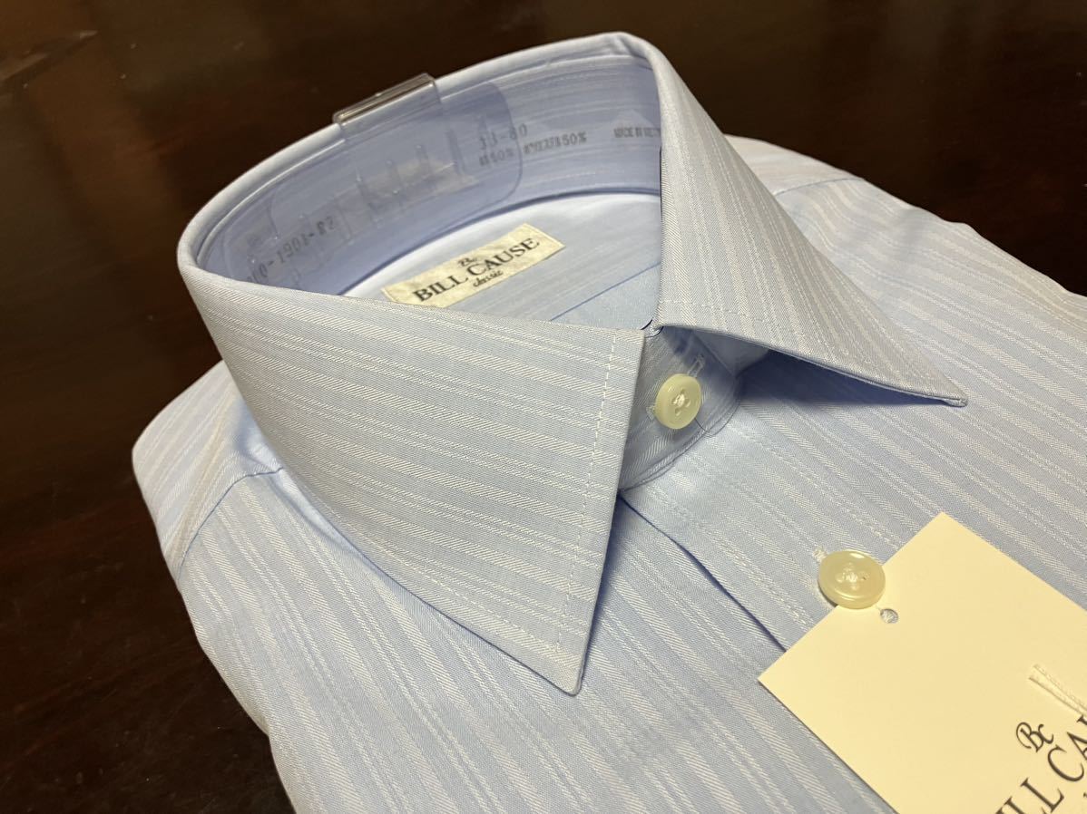 百貨店販売品 BILL CAUSE形態 形態安定 ブルー織柄ワイシャツ M(39-78) レギュラーカラー 送料無料の画像4