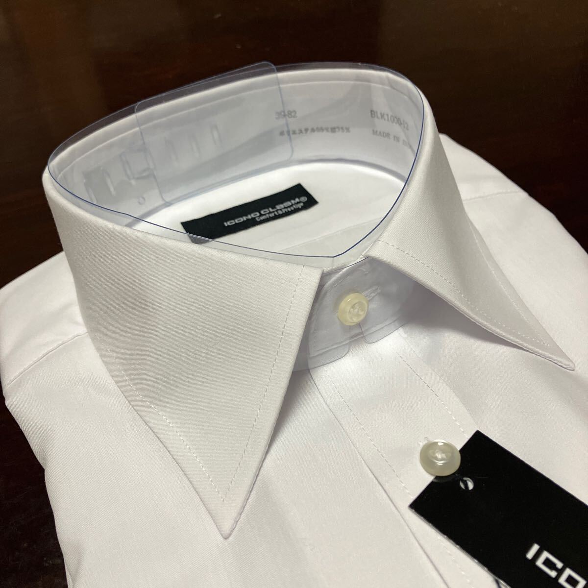 ICONO CLASM　白無地　形態安定ワイシャツ　L(41-84)　レギュラーカラー　_画像3
