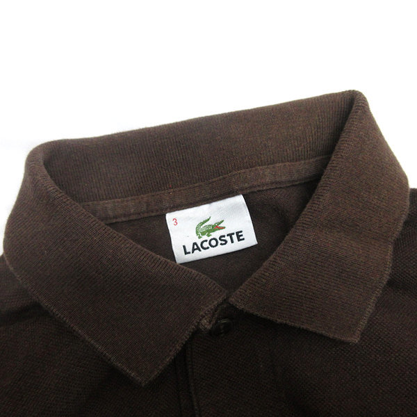 G■ラコステ/LACOSTE 長袖ポロシャツ/鹿の子【3】茶/men's/65【中古】■_画像2