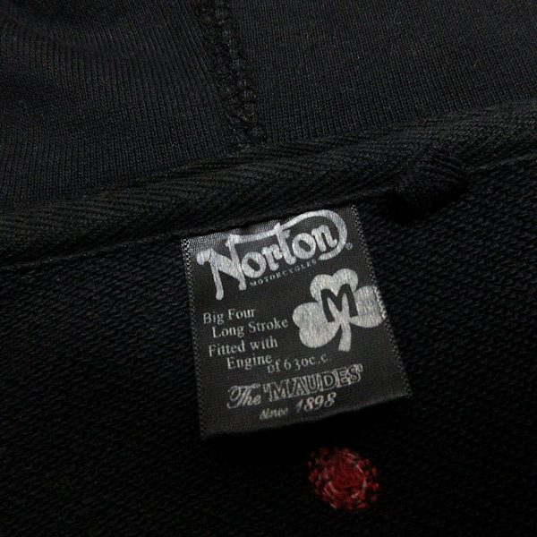 H■ノートン/NORTON 豪華ロゴ刺繍 フルジップパーカ スウェット【M】黒/MENS■30【中古】_画像2