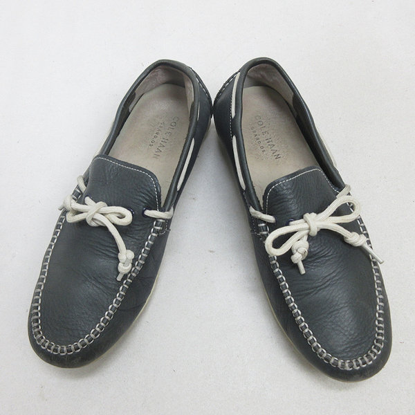 Q■【8.5 M】コールハーン/COLE HAAN本革レザー デッキシューズ/モカシン■紺/MENS/12 【中古】_画像2