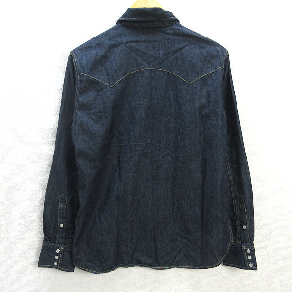 G■ユナイテッドアローズ/UNITED ARROWS RHYTHMOFLIFE 長袖デニムシャツ【M】紺/men's/138【中古】■_画像3