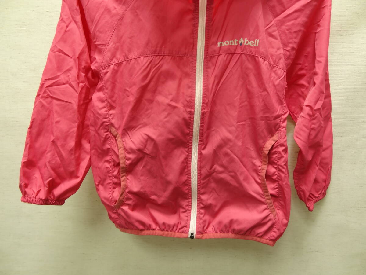 全国送料無料 モンベル mont-bell 子供服 キッズ 女の子 ピンク色 アウトドア スポーツ ウインドブレーカー 100の画像5