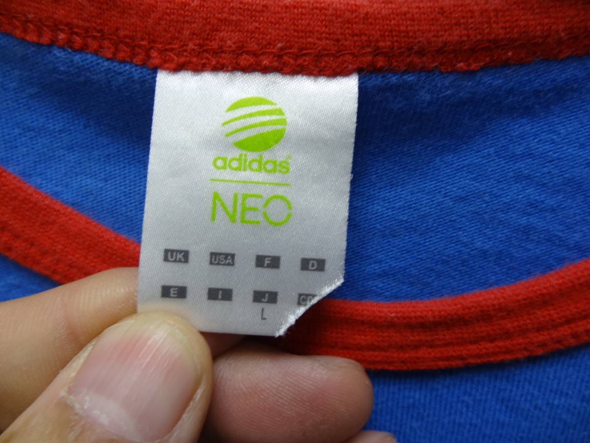 全国送料無料 正規品 アディダス ネオ adidas NEO メンズ 綿100%素材 半袖裾切り替えスポーツTシャツ L