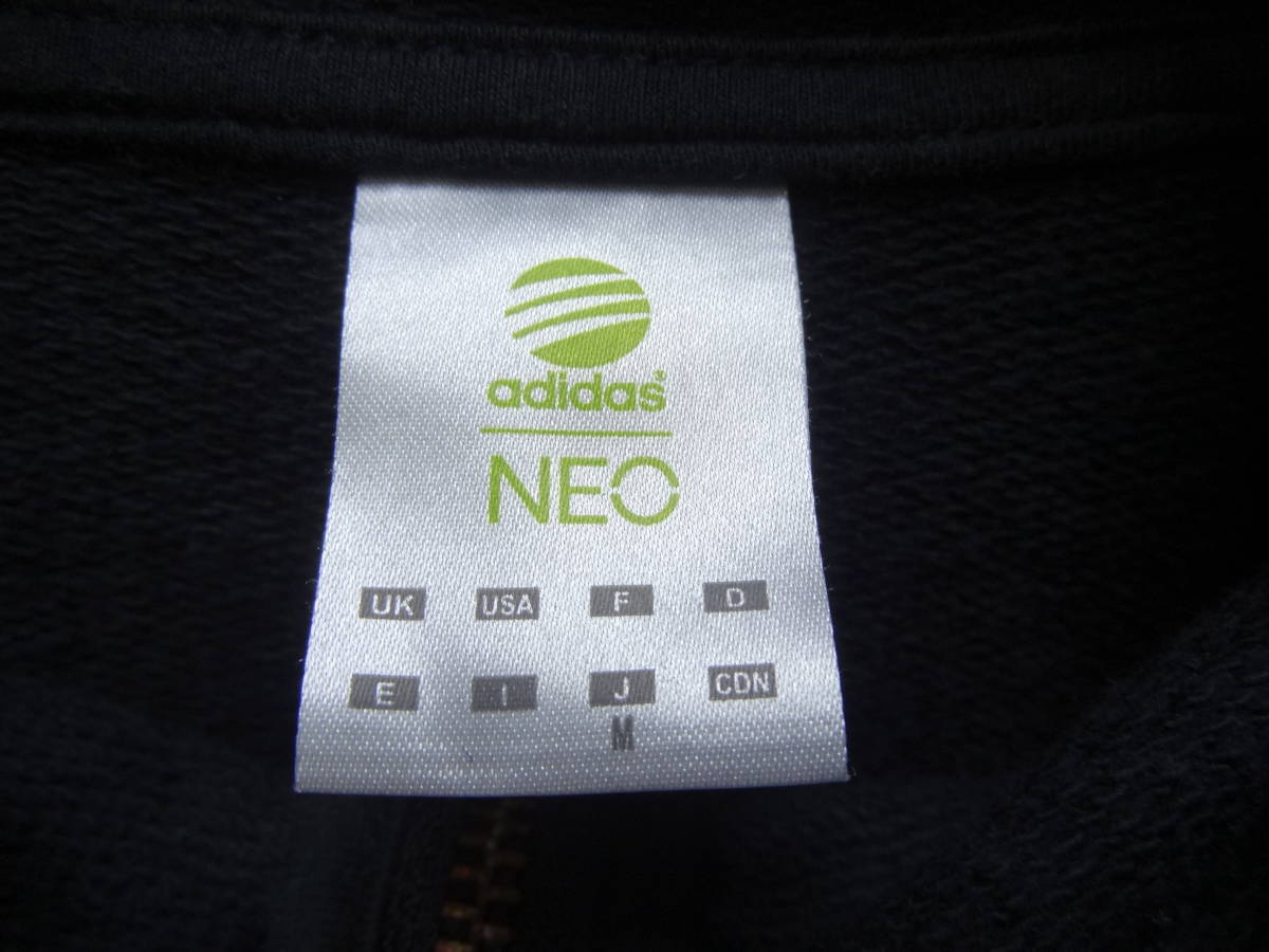 全国送料無料 アディダス adidas ネオ NEO メンズ 黒Xラメ入りキラキラゴールド色BIGロゴ フルジップスウェットパーカーM
