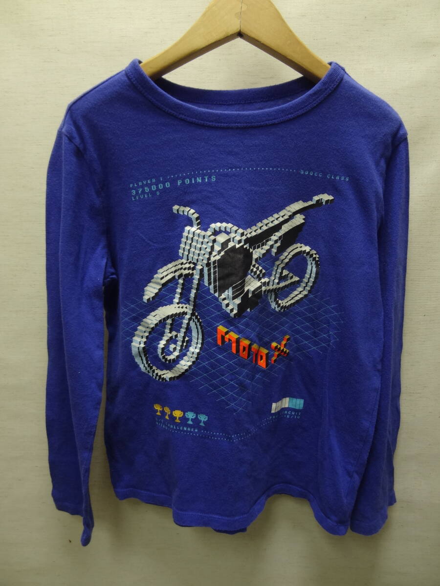 送料無料 ギャップ キッズ GAP KIDS 子供服キッズ男の子 モトクロスバイクプリント 青色長袖Tシャツ 130(M)
