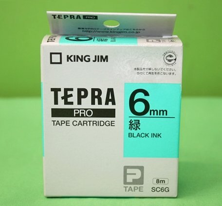 3色セット TEPRA PRO テプラ テープカートリッジ 幅6mm 緑 青 黄 SC6G SC6B SC6Y 黒文字 ラベル KING JIM 送料370円の画像3