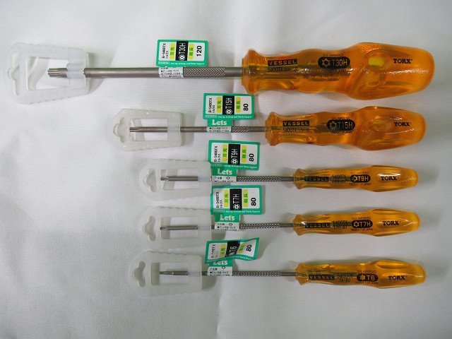 5 kind set unused be cell B-5400TX power grip torx screwdriver T30H T15H T9H T7H T6 outlet postage 520 jpy 