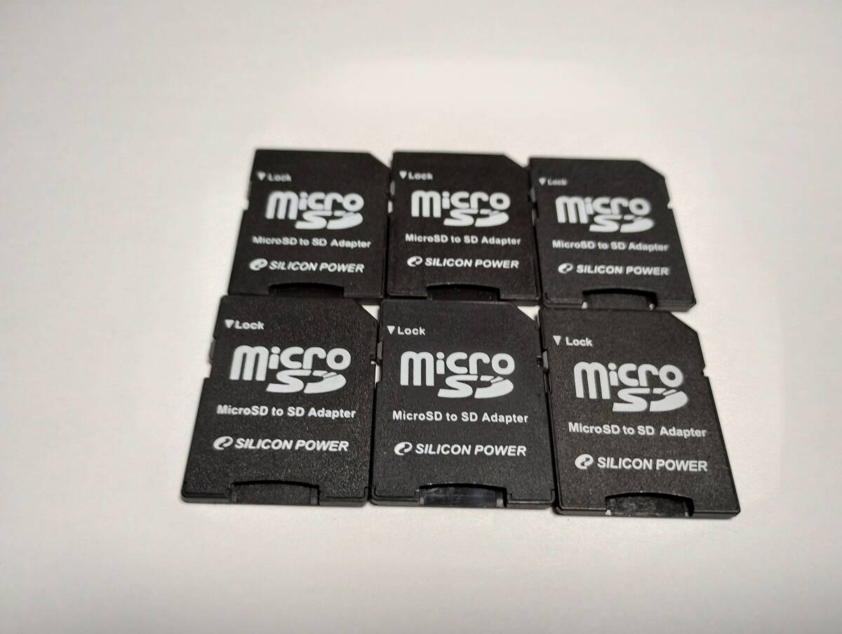6枚セット　microSD→SD　変換アダプター　SILICON POWER　認識確認済み　メモリーカード　マイクロSDカード　SDカード_画像1