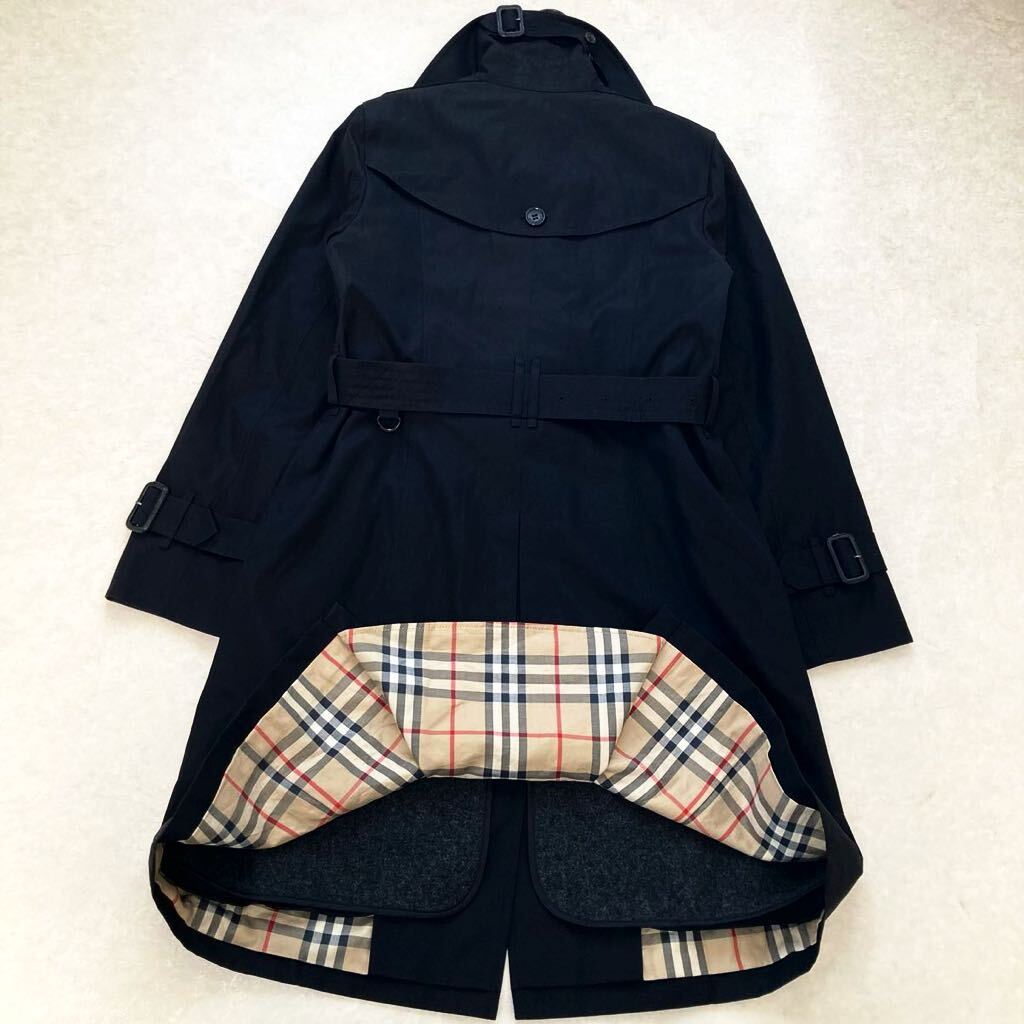 ★大きいサイズ★美品★バーバリー BURBERRY 40/11号/L ウールライナー付☆ギャバジンロングトレンチコート 黒 ビジネス フォーマル 日本製の画像9