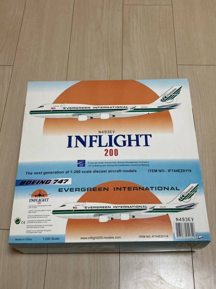 1/200 B747-400 Evergreen международный авиация N493EV in полет Inflight литье под давлением 