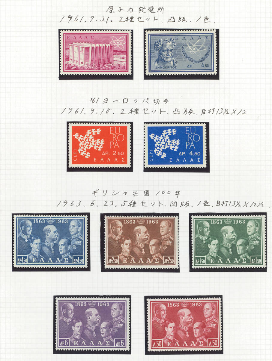 外国切手 ギリシャ 未使用・使用済み混合104種 1896～1999年 状態混合の画像3
