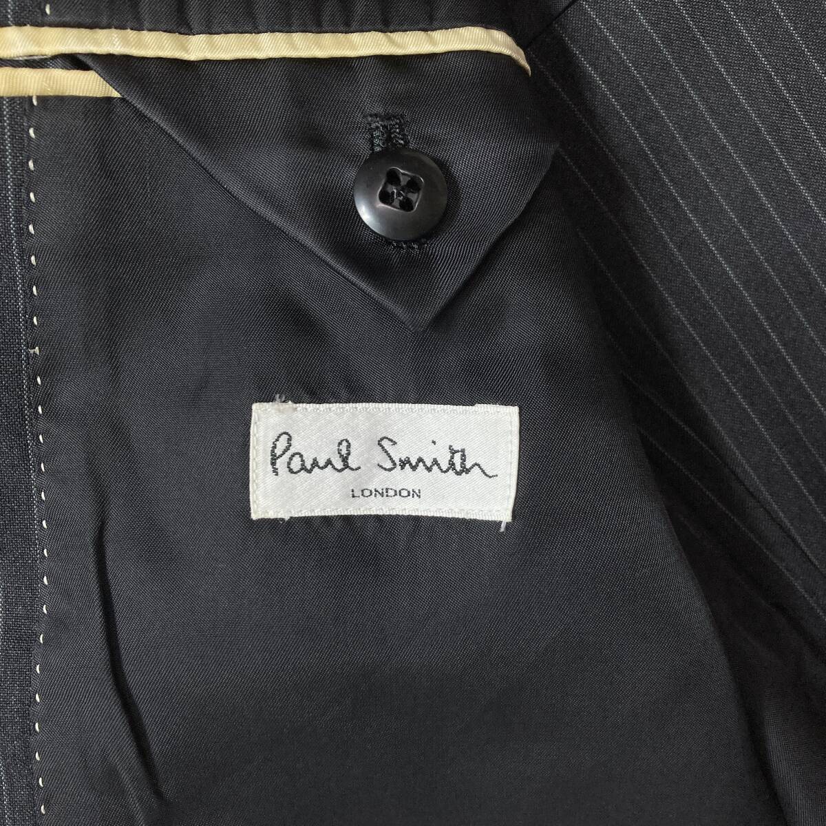 Paul Smith LONDON ポールスミス　ロロピアーナ super100's セットアップ 上下 ビジネススーツ 背抜き ダークグレー ストライプ Lサイズ_画像6