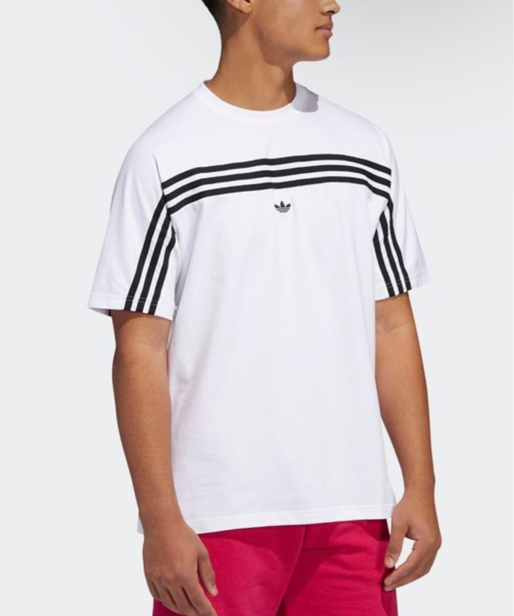 【USED】adidas アディダス ロゴ 刺繍 Tシャツ ユニセックス 2XL 白T