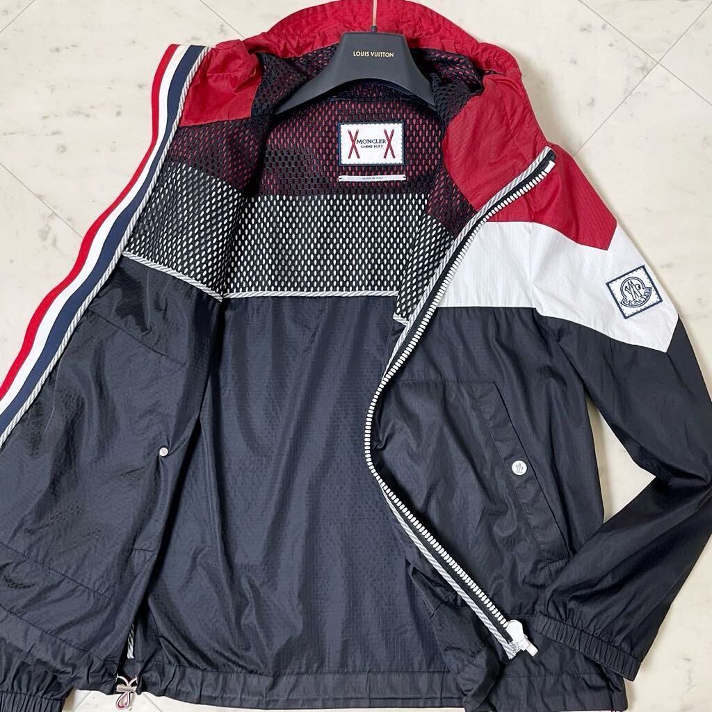 美品★ MONCLER GAMME BLEU モンクレール ガムブルー byトムブラウン GIUBBOTTO ナイロン ジャケット パーカー フード ブルゾン L相当(2)の画像1