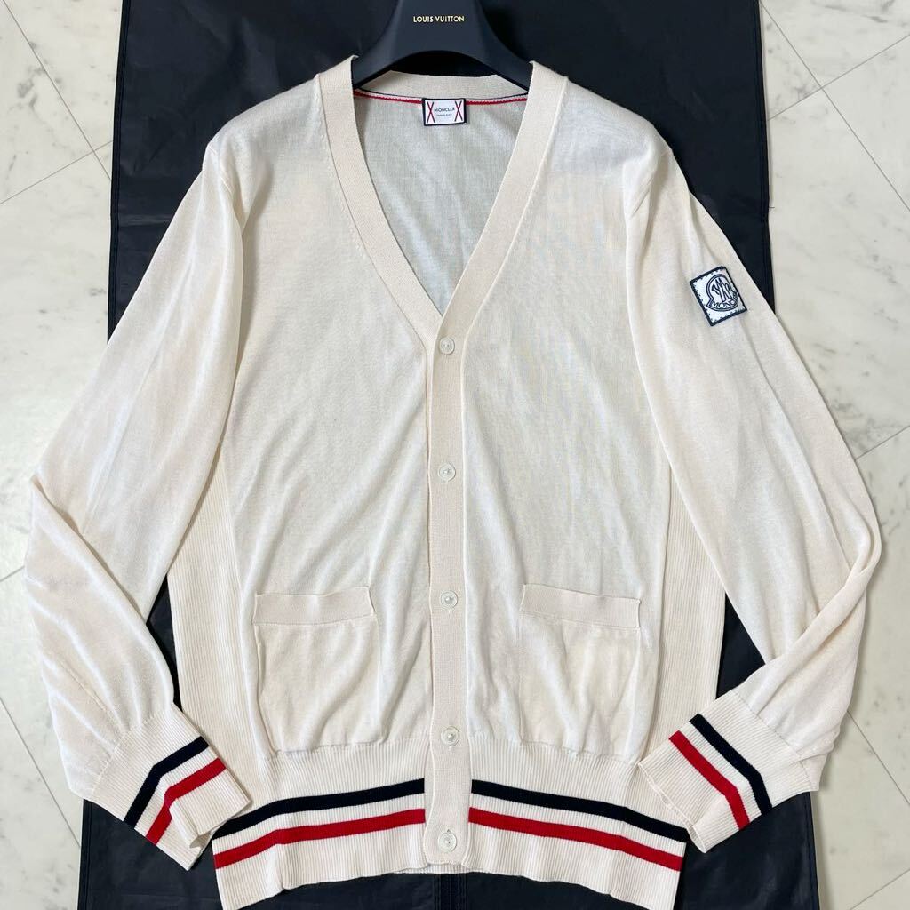 極美品/XLサイズ☆ MONCLER GAMME BLEU モンクレール ガムブルー by トムブラウン MAGLIONE CARDIGAN カシミヤシルク ニット カーディガンの画像2