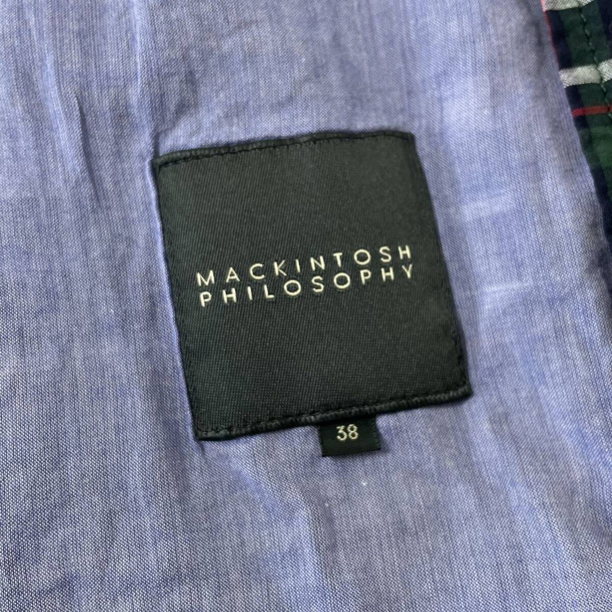 美品☆ マッキントッシュ MACKINTOSH PHILOSOPHY チェック柄 ステンカラー コート スプリングコート 38/M 日本製 コットン 高級感◎ メンズ_画像9