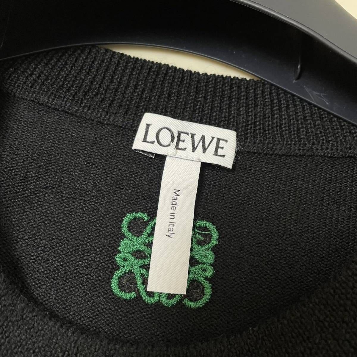 美品/Lサイズ☆ ロエベ LOEWE アナグラム刺繍入り 上質ウール100% マルチカラー ボーダー ニット クルーネック イタリア製 高級感◎ メンズ_画像7